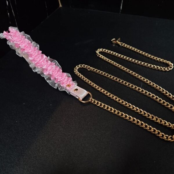 Lace - style BDSM decorative collar, hand and foot rings, leash, pink PUPPY erotic set