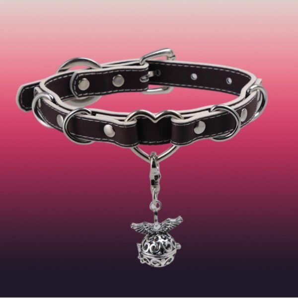 Thermochromic Black-to-White Collar, Puppy Choker, Heart-Shaped Bell Collar with Leash