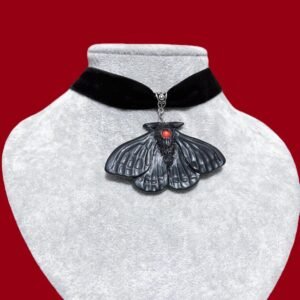 Gothic-style Vintage Black Moth Velvet Choker Necklace - Halloween Necklace