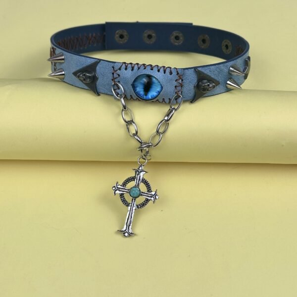 Haze blue-eyed rivet Harajuku collar subculture wasteland style unisex trendy necklace