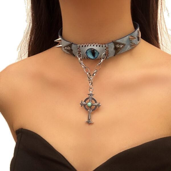 Haze blue-eyed rivet Harajuku collar subculture wasteland style unisex trendy necklace