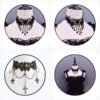 Gothic Dark Lolita Lace Necklace, Y2K Harajuku Subculture Black Cross Choker