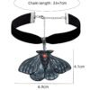 Gothic-style Vintage Black Moth Velvet Choker Necklace - Halloween Necklace