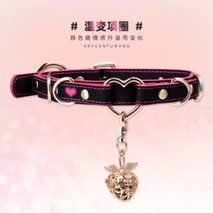 Temperature-sensitive color-changing erotic collar with bells, lightweight and charming sp collar