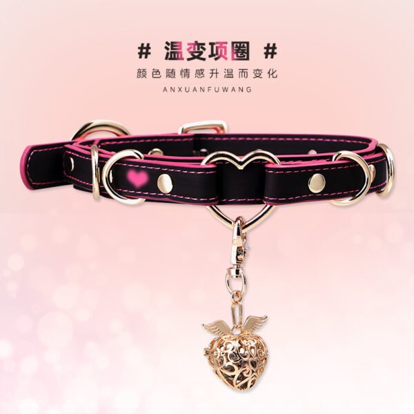 Temperature-sensitive color-changing erotic collar with bells, lightweight and charming sp collar