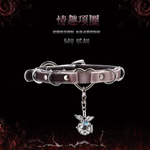 Thermochromic Black-to-White Collar, Puppy Choker, Heart-Shaped Bell Collar with Leash