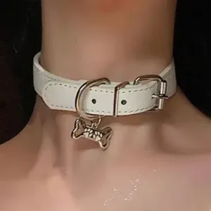 Trendy Punk Colorful Dog Claw Bone Necklace For Women Exquisite PU Leather Charms Choker Sweet Cool Party Jewelry Y2K Gifts