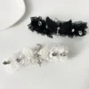 Sexy Black White Lace Lolita Choker Goth Crystal Cross Pendant Angel Wings Rivet Necklace for Women Charm Party Jewelry Gift