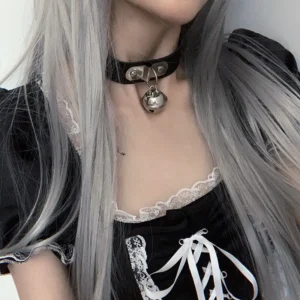 Rock Leather Bell Pendant Choker Necklace For Women Gothic Fine Black Color PU Chain Collar Sexy Ladies Sex Jewelry Accessories