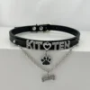 Luxury Crystal Rhinestone Letters Puppy Collar Sexy Bone pendant Chocker Necklace Cosplay Jewelry Accessory Gift
