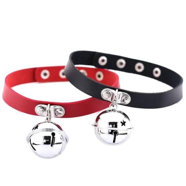 Rock Leather Bell Pendant Choker Necklace For Women Gothic Fine Black Color PU Chain Collar Sexy Ladies Sex Jewelry Accessories