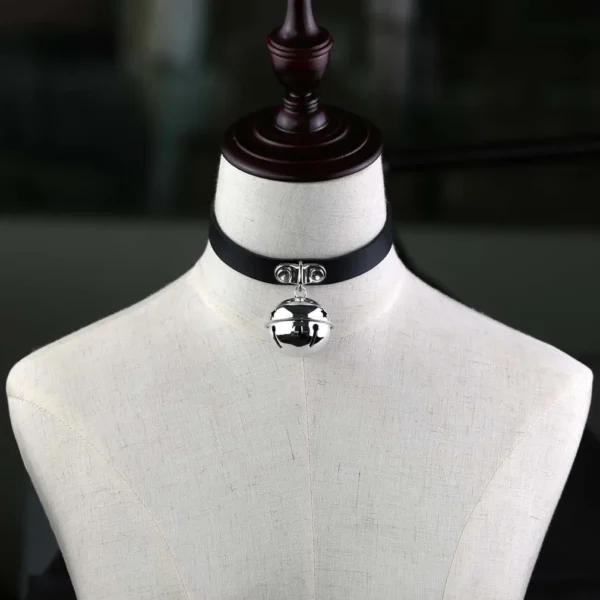 Rock Leather Bell Pendant Choker Necklace For Women Gothic Fine Black Color PU Chain Collar Sexy Ladies Sex Jewelry Accessories