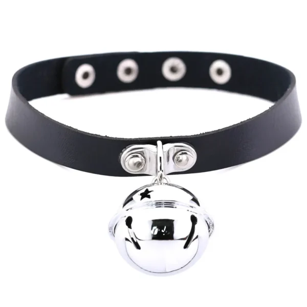 Rock Leather Bell Pendant Choker Necklace For Women Gothic Fine Black Color PU Chain Collar Sexy Ladies Sex Jewelry Accessories