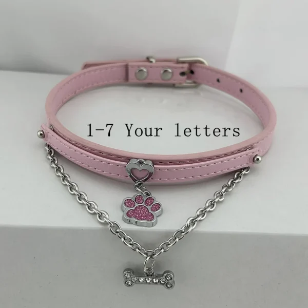 Luxury Crystal Rhinestone Letters Puppy Collar Sexy Bone pendant Chocker Necklace Cosplay Jewelry Accessory Gift