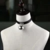 Rock Leather Bell Pendant Choker Necklace For Women Gothic Fine Black Color PU Chain Collar Sexy Ladies Sex Jewelry Accessories