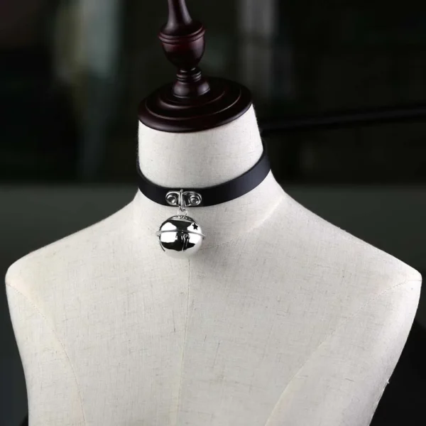 Rock Leather Bell Pendant Choker Necklace For Women Gothic Fine Black Color PU Chain Collar Sexy Ladies Sex Jewelry Accessories